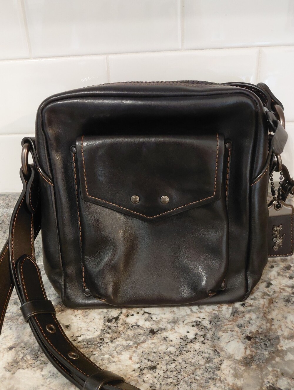 Coach Black Leather Jaxson Messenger Crossbody Purse
